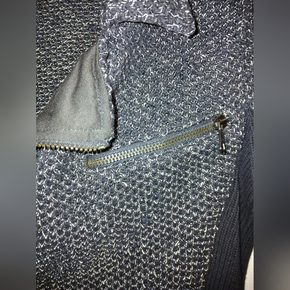 Rag & Bone Grey & Black Knitted & Fitted Zip up Jacket with flared collar XS LN - Picture 7 of 12